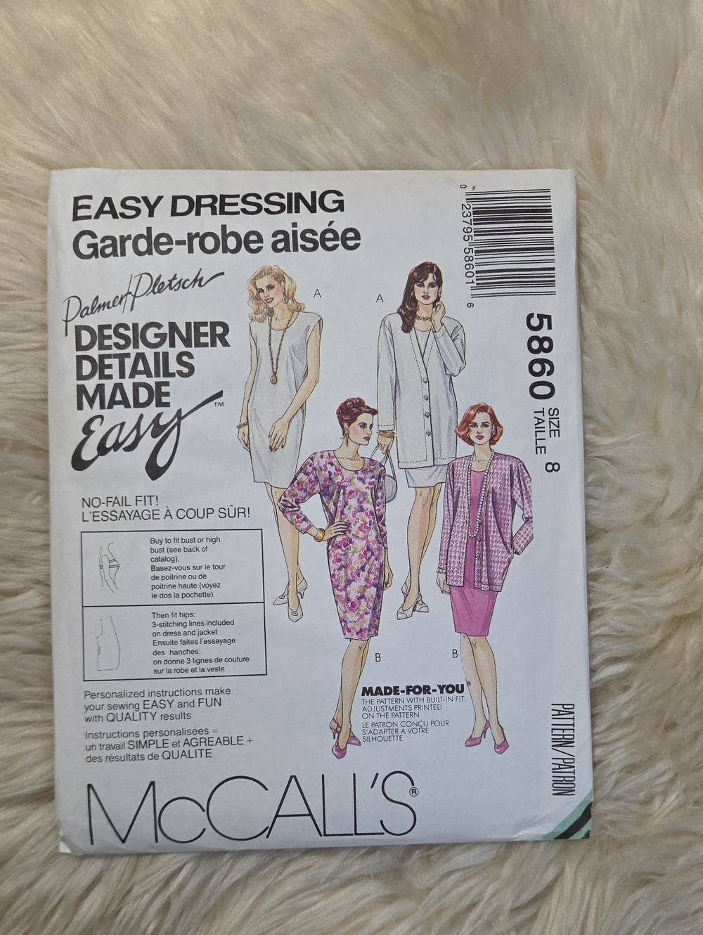 McCall's Vintage Palmer Pletsch Dress And Jacket Sewing Pattern 5860